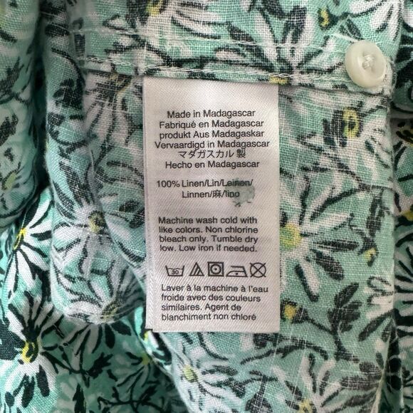 J. Crew Mens Green Floral Linen Button Down Shirt Short Sleeve Size XXLT Tall - Picture 7 of 8